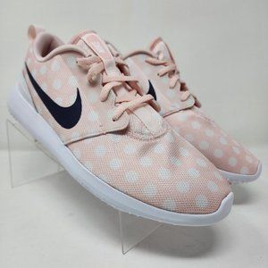 Nike Golf Shoes Womens 9.5 Pink White Roshe Spikeless Polka Dot Swoosh Logo